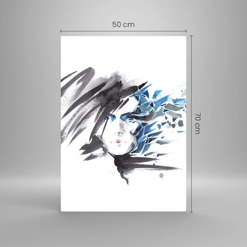 Impression sur verre - Image sur verre - Portrait sensuel en gris et bleu - 50x70 cm