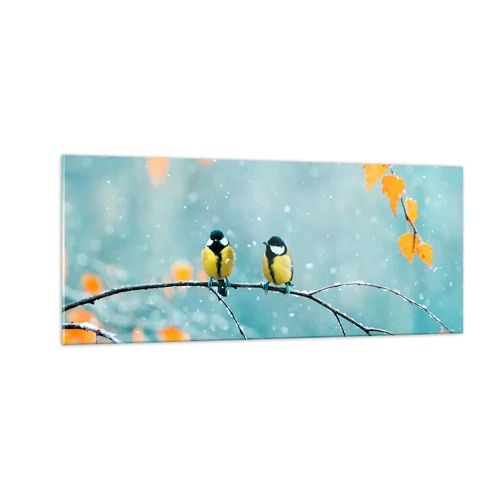 Impression sur verre - Image sur verre - Potins d'oiseaux - 100x40 cm