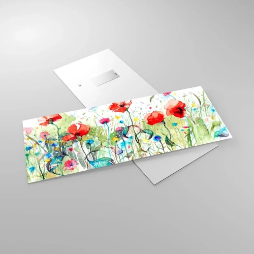 Impression sur verre - Image sur verre - Prairie de fleurs en mai - 100x40 cm