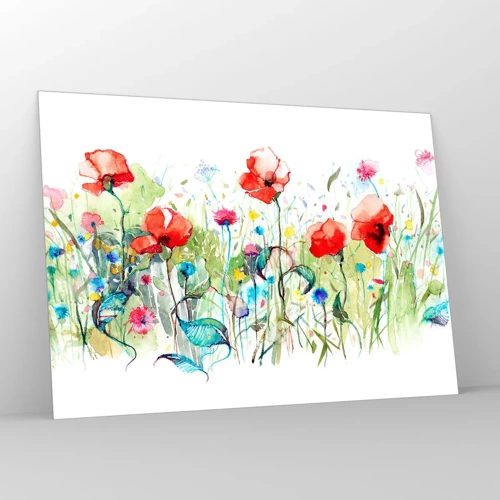 Impression sur verre - Image sur verre - Prairie de fleurs en mai - 100x70 cm