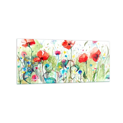 Impression sur verre - Image sur verre - Prairie de fleurs en mai - 120x50 cm