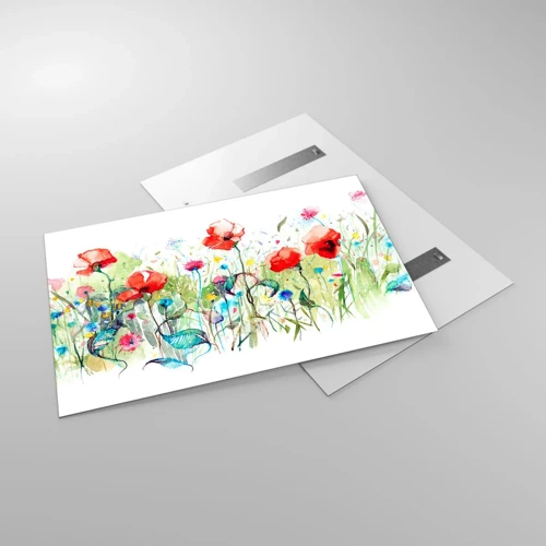 Impression sur verre - Image sur verre - Prairie de fleurs en mai - 120x80 cm