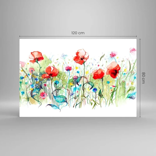 Impression sur verre - Image sur verre - Prairie de fleurs en mai - 120x80 cm