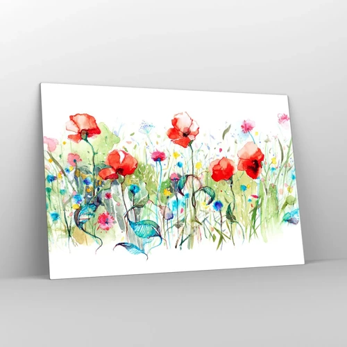 Impression sur verre - Image sur verre - Prairie de fleurs en mai - 120x80 cm