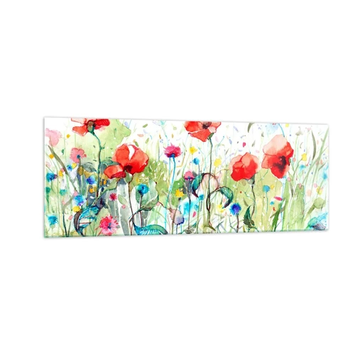 Impression sur verre - Image sur verre - Prairie de fleurs en mai - 140x50 cm