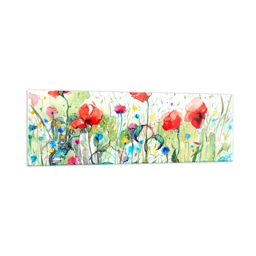 Impression sur verre - Image sur verre - Prairie de fleurs en mai - 160x50 cm