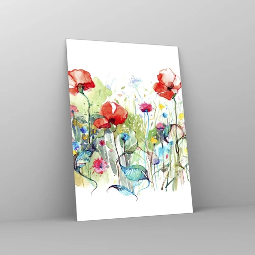 Impression sur verre - Image sur verre - Prairie de fleurs en mai - 50x70 cm