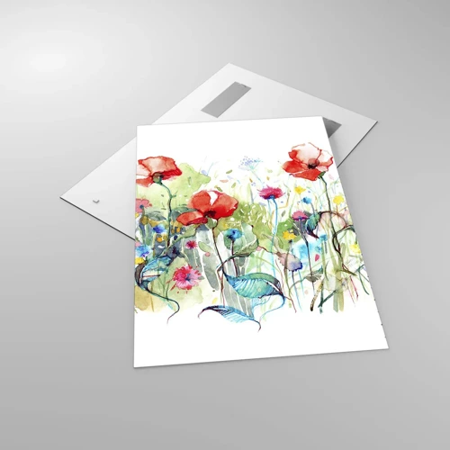 Impression sur verre - Image sur verre - Prairie de fleurs en mai - 70x100 cm