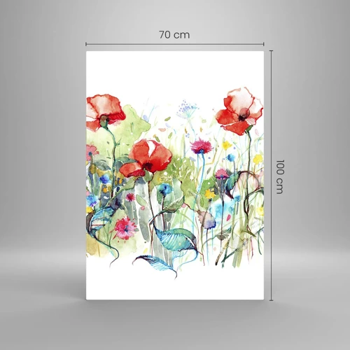 Impression sur verre - Image sur verre - Prairie de fleurs en mai - 70x100 cm