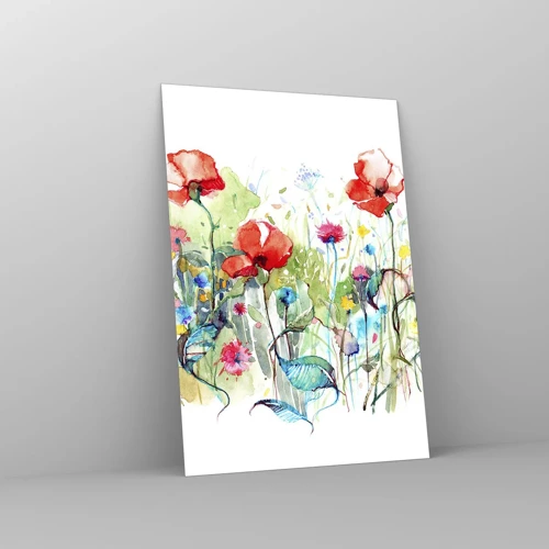 Impression sur verre - Image sur verre - Prairie de fleurs en mai - 70x100 cm