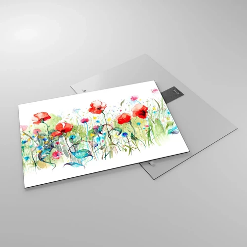 Impression sur verre - Image sur verre - Prairie de fleurs en mai - 70x50 cm