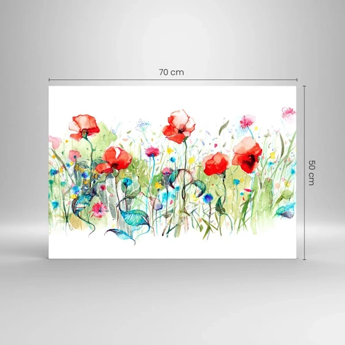 Impression sur verre - Image sur verre - Prairie de fleurs en mai - 70x50 cm