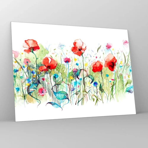 Impression sur verre - Image sur verre - Prairie de fleurs en mai - 70x50 cm