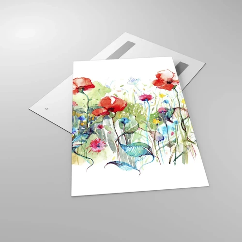 Impression sur verre - Image sur verre - Prairie de fleurs en mai - 80x120 cm