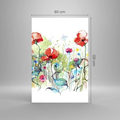 Impression sur verre - Image sur verre - Prairie de fleurs en mai - 80x120 cm