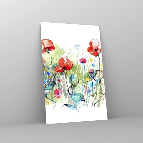 Impression sur verre - Image sur verre - Prairie de fleurs en mai - 80x120 cm