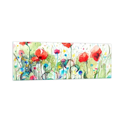 Impression sur verre - Image sur verre - Prairie de fleurs en mai - 90x30 cm