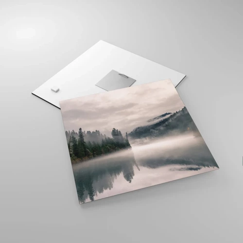 Impression sur verre - Image sur verre - Reflet dans le brouillard - 30x30 cm