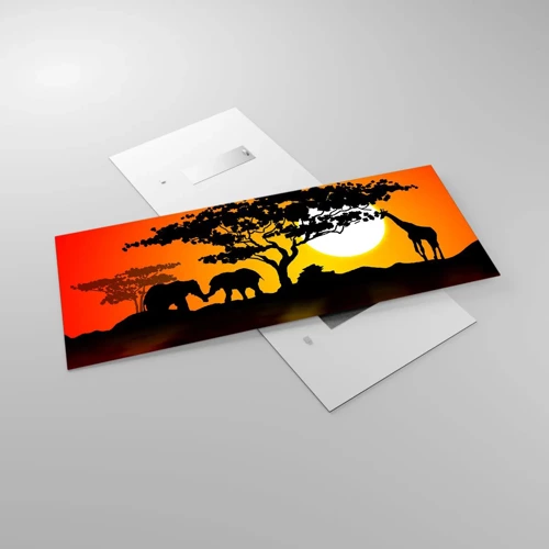 Impression sur verre - Image sur verre - Rencontre dans la savane - 120x50 cm