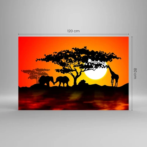 Impression sur verre - Image sur verre - Rencontre dans la savane - 120x80 cm