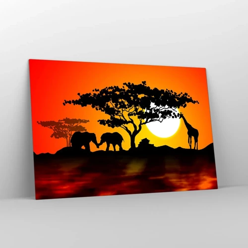 Impression sur verre - Image sur verre - Rencontre dans la savane - 120x80 cm