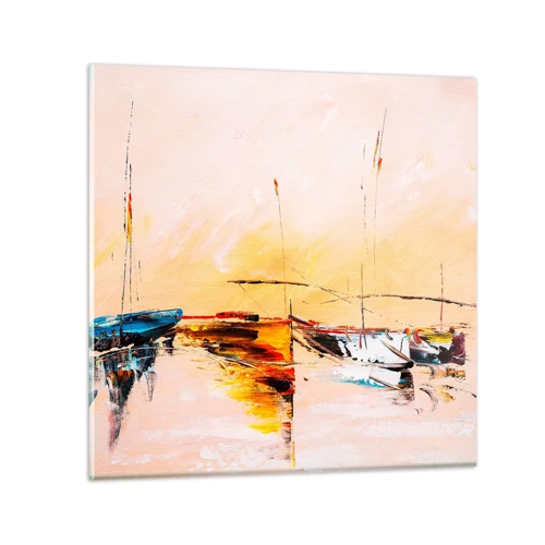 Impression sur verre - Image sur verre - Soirée à la marina - 30x30 cm