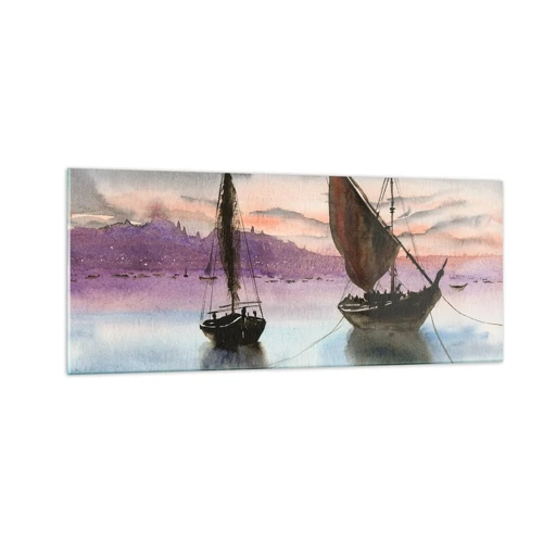 Impression sur verre - Image sur verre - Soirée au port - 100x40 cm