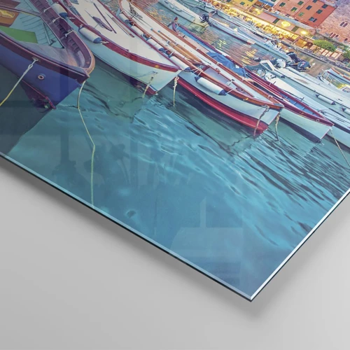 Impression sur verre - Image sur verre - Soirée colorée au port - 100x40 cm