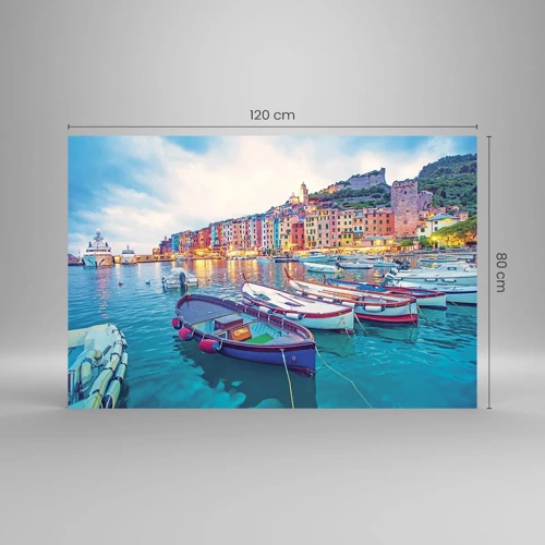 Impression sur verre - Image sur verre - Soirée colorée au port - 120x80 cm
