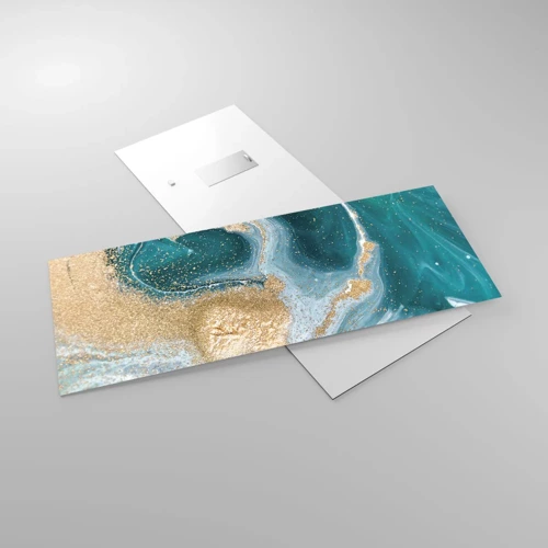 Impression sur verre - Image sur verre - Tourbillon d'or et de turquoise - 100x40 cm