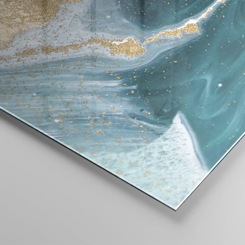 Impression sur verre - Image sur verre - Tourbillon d'or et de turquoise - 100x40 cm