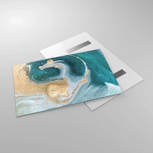 Impression sur verre - Image sur verre - Tourbillon d'or et de turquoise - 120x80 cm