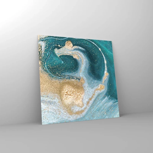 Impression sur verre - Image sur verre - Tourbillon d'or et de turquoise - 40x40 cm