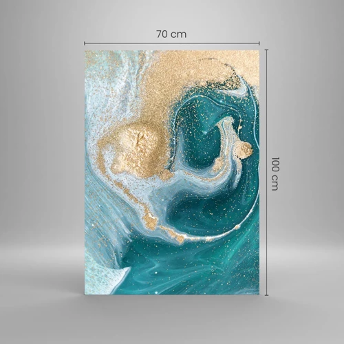 Impression sur verre - Image sur verre - Tourbillon d'or et de turquoise - 70x100 cm