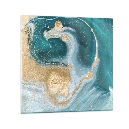 Impression sur verre - Image sur verre - Tourbillon d'or et de turquoise - 70x70 cm