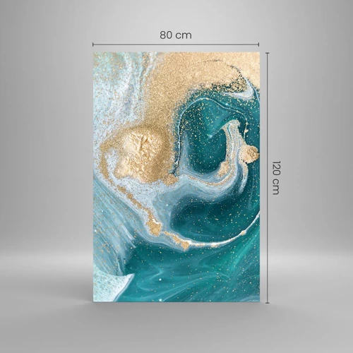Impression sur verre - Image sur verre - Tourbillon d'or et de turquoise - 80x120 cm