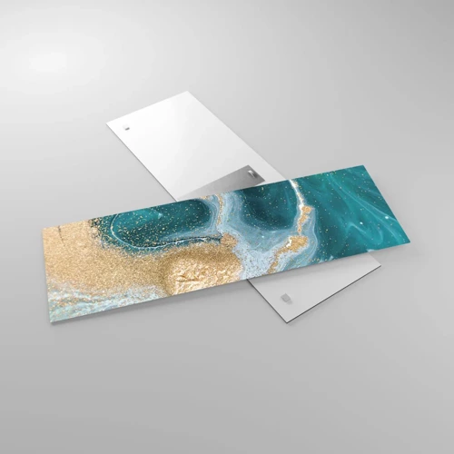 Impression sur verre - Image sur verre - Tourbillon d'or et de turquoise - 90x30 cm