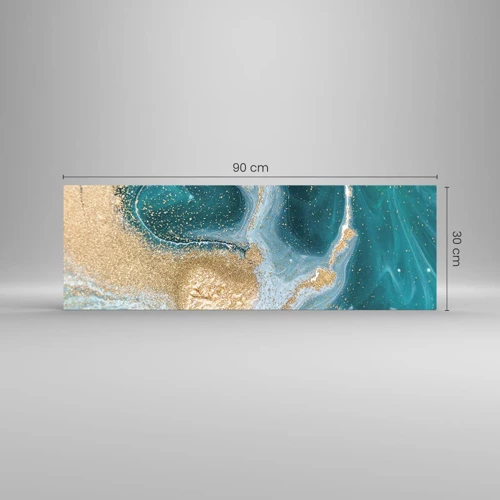 Impression sur verre - Image sur verre - Tourbillon d'or et de turquoise - 90x30 cm