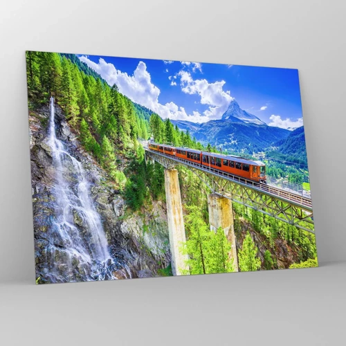 Impression sur verre - Image sur verre - Train dans les Alpes - 70x50 cm