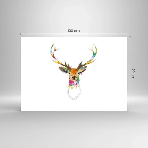 Impression sur verre - Image sur verre - Un cerf doux baigné de couleur - 100x70 cm