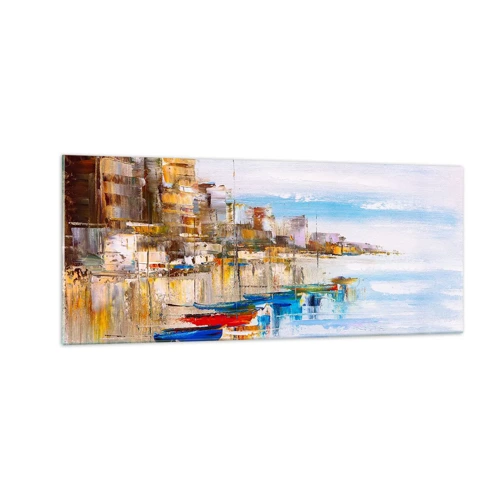 Impression sur verre - Image sur verre - Un havre urbain multicolore - 100x40 cm