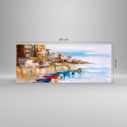 Impression sur verre - Image sur verre - Un havre urbain multicolore - 100x40 cm