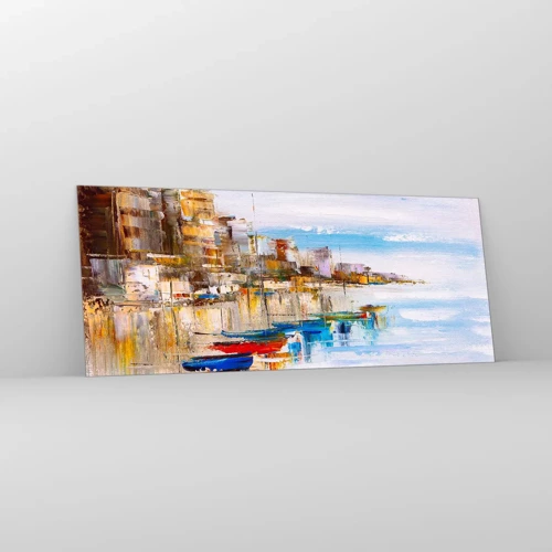 Impression sur verre - Image sur verre - Un havre urbain multicolore - 100x40 cm