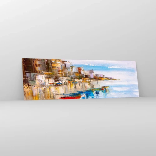 Impression sur verre - Image sur verre - Un havre urbain multicolore - 160x50 cm