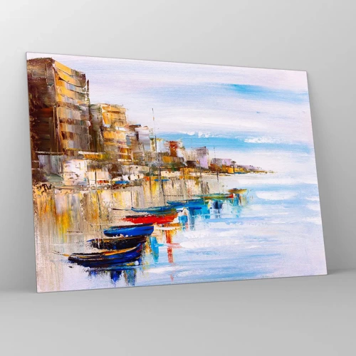 Impression sur verre - Image sur verre - Un havre urbain multicolore - 70x50 cm