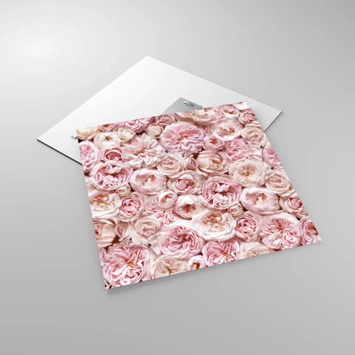Impression sur verre - Image sur verre - Un lit de roses - 50x50 cm