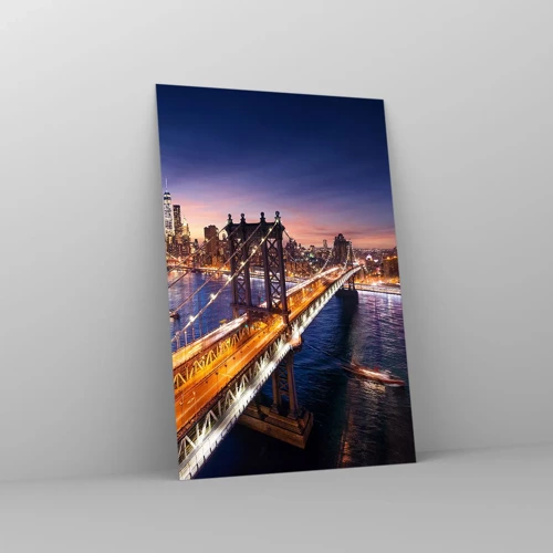 Impression sur verre - Image sur verre - Un pont lumineux au cœur de la ville - 80x120 cm
