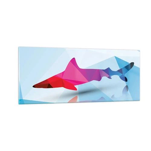 Impression sur verre - Image sur verre - Un requin dans un espace de cristal - 100x40 cm