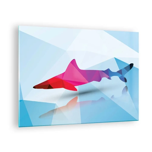 Impression sur verre - Image sur verre - Un requin dans un espace de cristal - 70x50 cm
