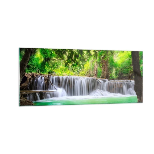 Impression sur verre - Image sur verre - Une cascade de vert - 100x40 cm